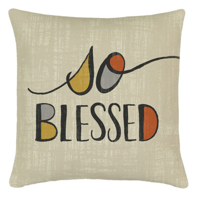 18" Thankful Grateful Blessed Lucky Pillow Cover Fall Family Autumn Cushion Case