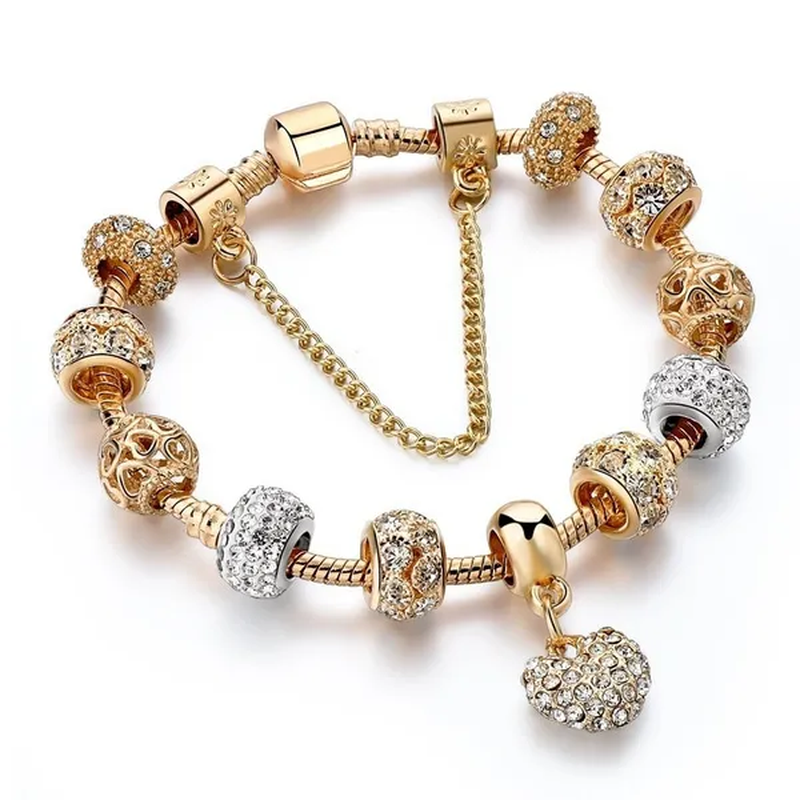 Luxury Crystal Heart Charm Bracelets & Bangles Gold Bracelets for Women Jewellery Pulseira Feminina Bracelet