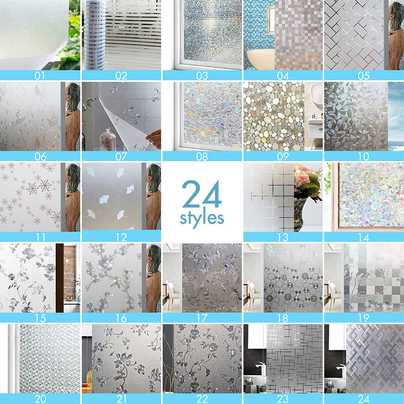 Reusable Window Glass Film Static Cling Glueless Removable  Frosted Decor