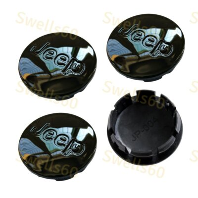 4 pcs, Jeep, Wheel Center, Hub Cap, Black, Mirror, 55mm, 2.2'', Fit 2002 - 2011