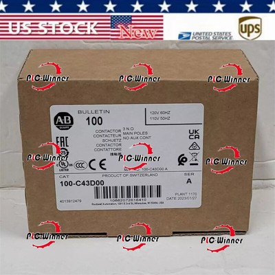 Allen Bradley 100-C43D00 120VAC 43A 3P Contactor No Aux Contact NIB