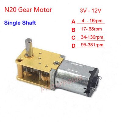 DC3V 6V 9V 12V Micro Mini N20 Turbo Worm Gear Motor Full Metal Gearbox Robot Car
