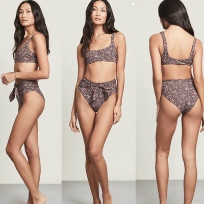 VERONICA BEARD BIKINI SET SIZE M CELESTE TOP & AZOIA BOTTOM IN DARK PLUM MULTI 