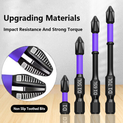 12Pcs Magnetic Anti-Slip PH2 Impact Driver Bit Set Phillips Cross Drill Bit Tool