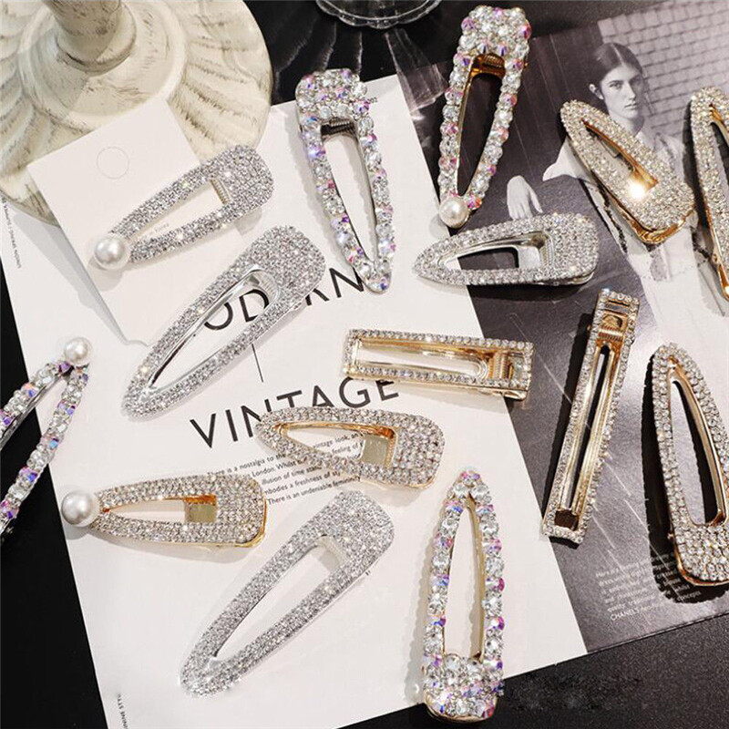 Elegant Girl Crystal Hair Clip Snap Barrette Hairpin Bobby Hair