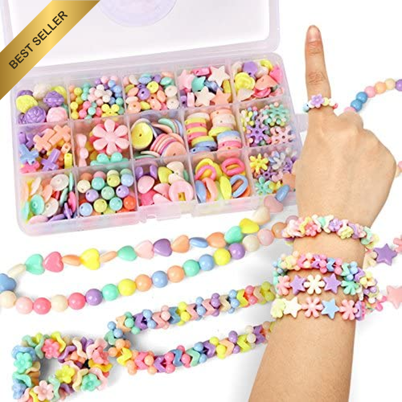 24 Grid Acrylic Beads Kit Mixed Shapes Colors DIY Bracelet Necklace Kids Craft