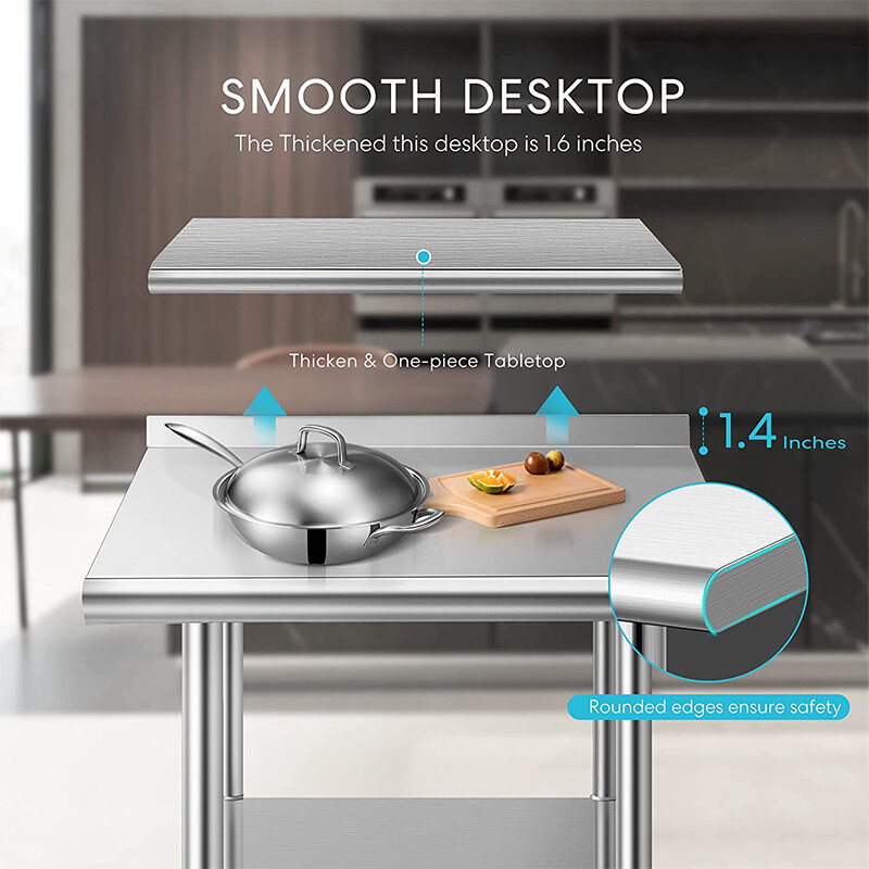 24'' x 24'' Stainless Steel Work Table w/ Backsplash Food Prep Commercial Table 
