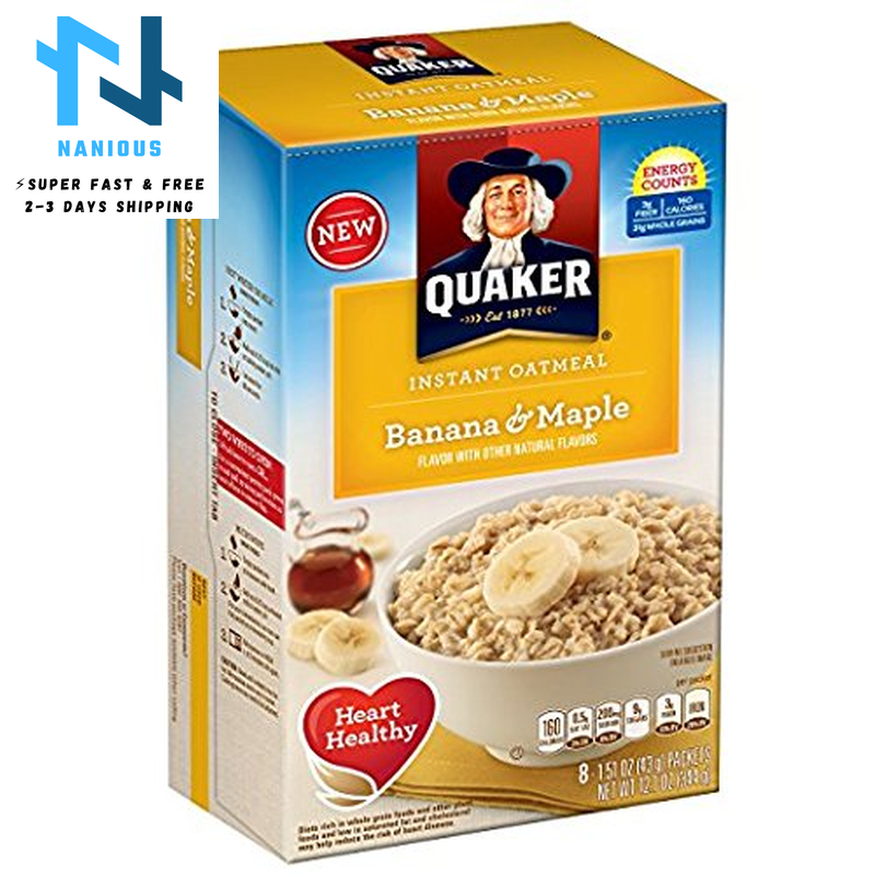 Quaker Instant Oatmeal Breakfast Cereal, Banana and Maple, 12.1 Ounce Pack of 2