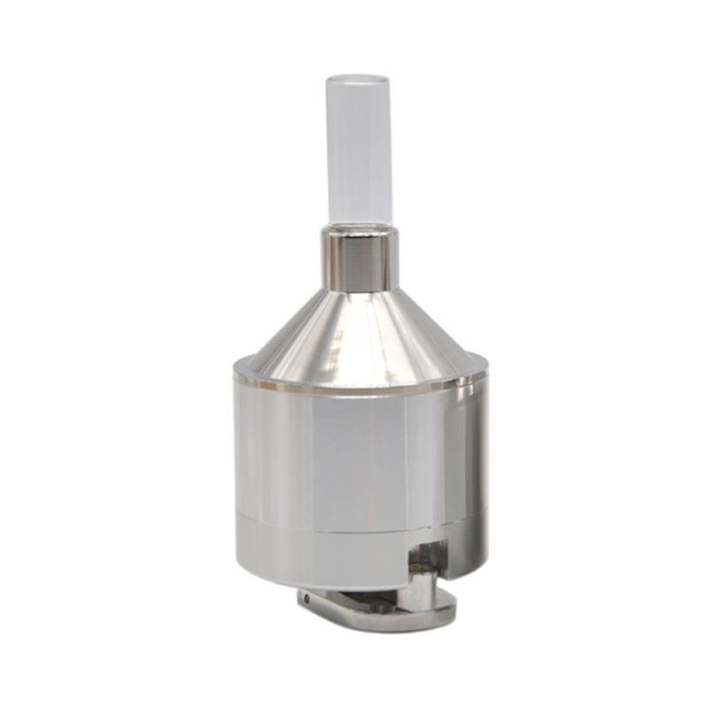Metal Powder Grinder Spice Hand Mill Funnel Snuff Snorter w/ Threaded Vial