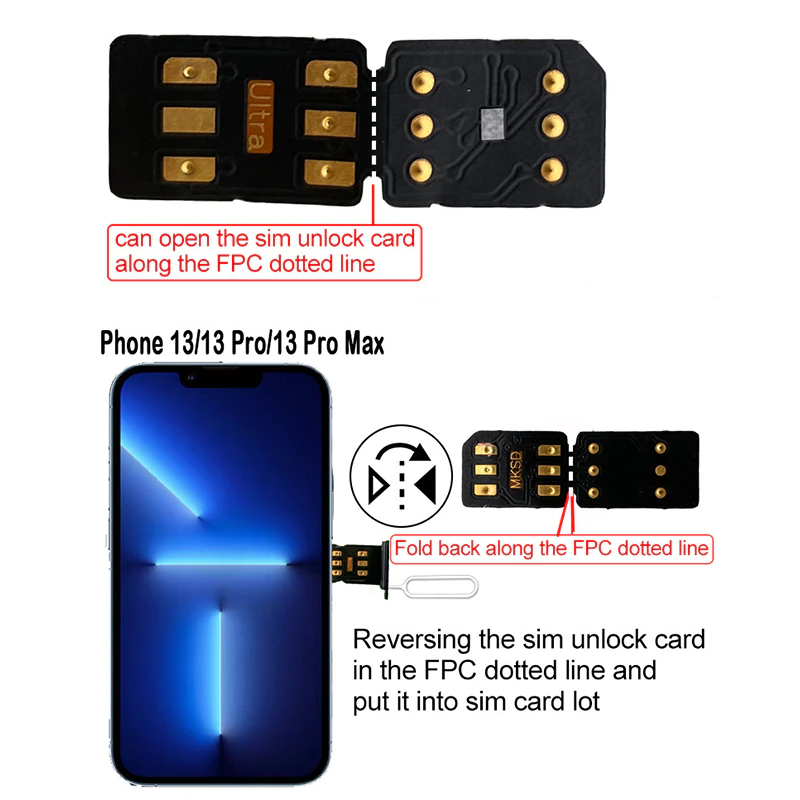 MKSD Ultra V5.3 Unlock Card RSIM Chip Service iPhone 14 13 12 11 X XR 8 7 6 2024