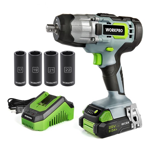 20V Cordless Impact Wrench 1/2''320Ft Pounds Max Torque 4PC Drive Impact Sockets