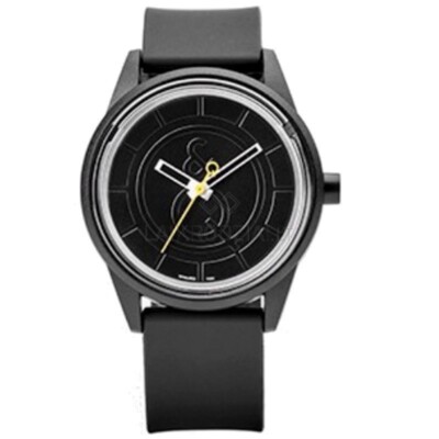 Q&Q Smile Solar Eco Friendly Watch Black Yellow 5 Bar Water Resistant NEW