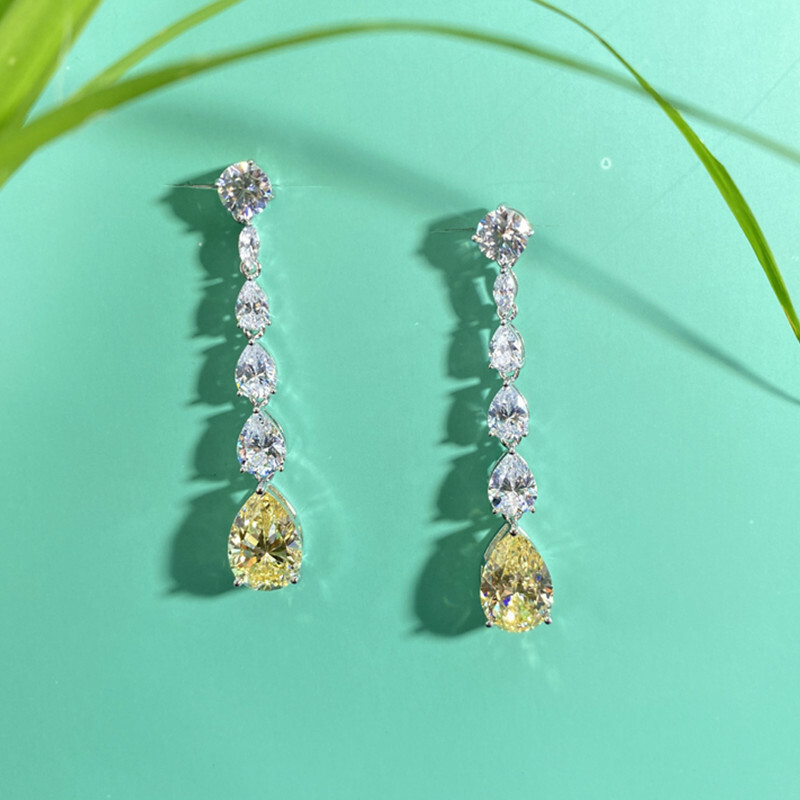 Sparkly 925 Silver Filled Drop Earring Women Cubic Zircon Wedding Jewelry Gift