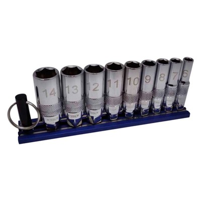 VIM Tools 1/4'' Drive 6-Point Metric Deep Socket Set 9 Pieces