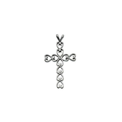 JADiamonds Heart Design Cross Pendant In 14K White Gold (30.00x21.00mm)