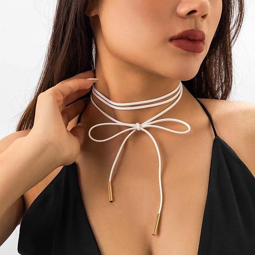 Gothic Weiß Samt Schleife Choker Halskette Für Damen Vintage Verstellbares Band