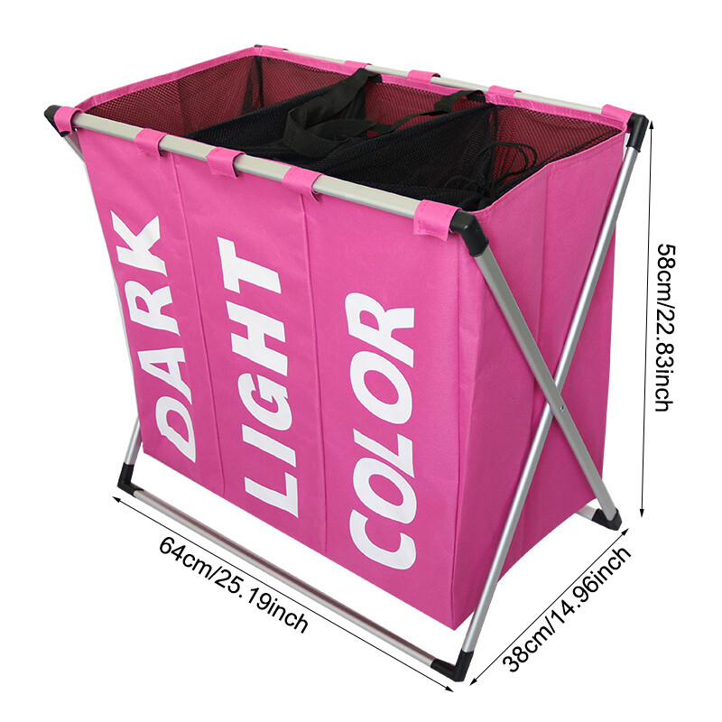 Wäschesammler 3 Fächer - Wäschesortierer Wäschekorb Wäschesack faltbar