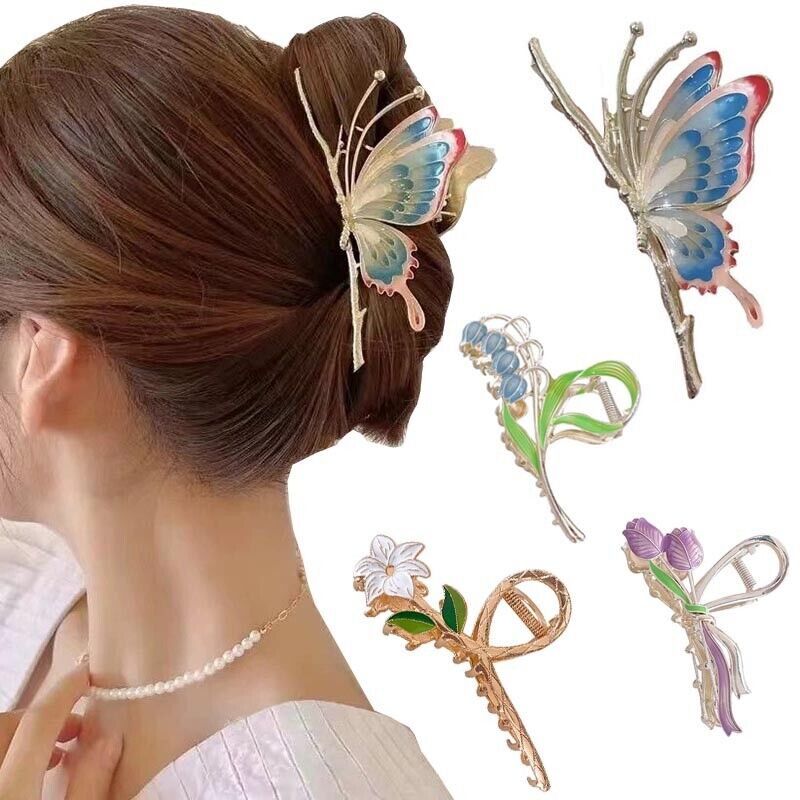 Vintage Butterflyfloral Women Hair Claw Hair Clips Barrette Headwear Hair Clip
