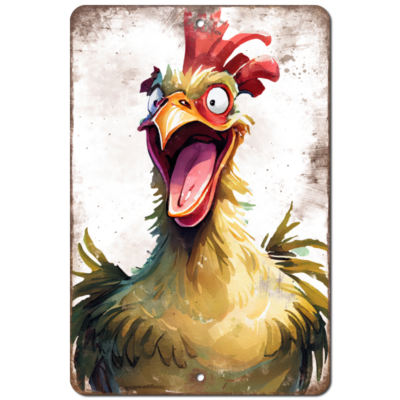 Funny Crazy Chicken Aluminum Metal Sign Farm and Barnyard Animal Character  Art | eBay