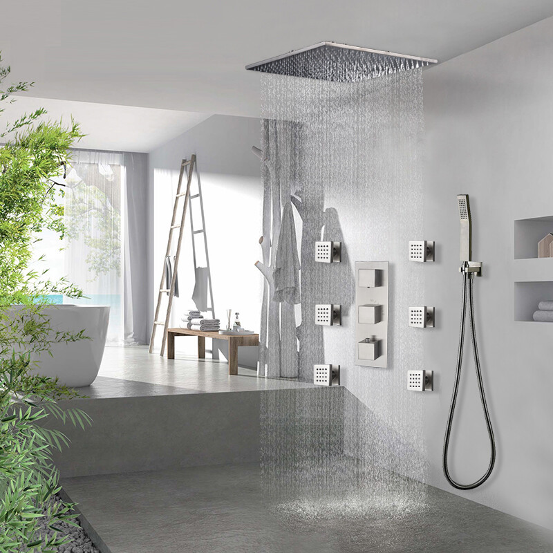 Thermostatic Shower Faucet 10 Inch Rain Massage Body Jet Spray