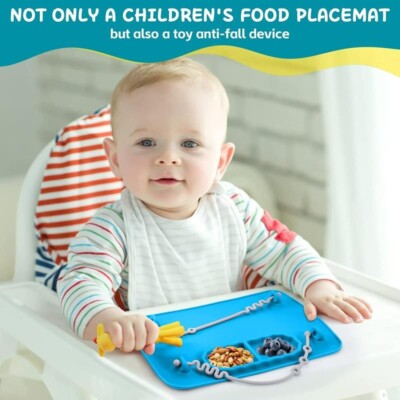 Binsuca Baby Silicone Placemat with Built-in Suction Cups