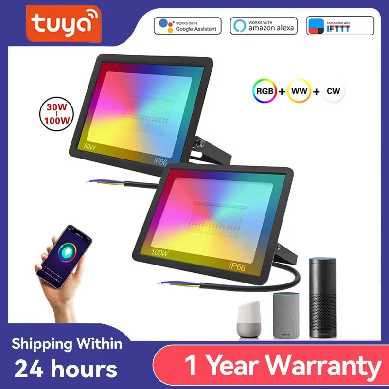 Tuya Bluetooth LED Reflector RGB 30/50/100W Smart Floodlight SmartLife Waterproo