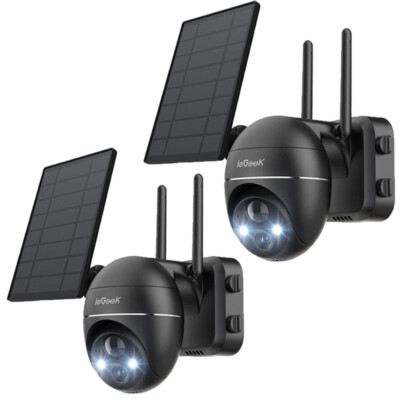 ieGeek Wireless Outdoor 2K WiFi 360° PTZ Solar Powered IP65 Security Cameras