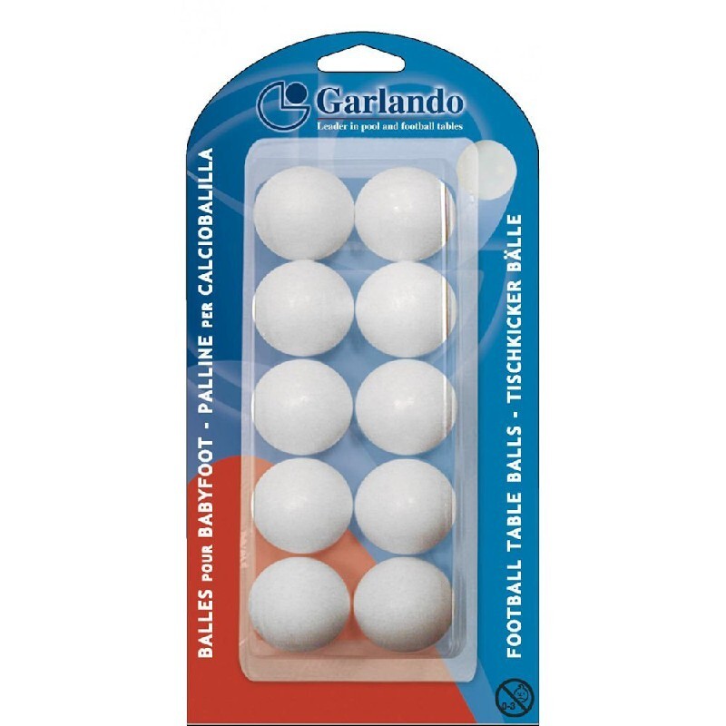 Garlando 10 Palline Da Calciobalilla Standard 33.1 Mm Bianche Confezione Risparm