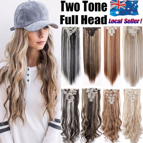 Extra Long Full Head Clip In Hair Extensions Brown Blonde Straight