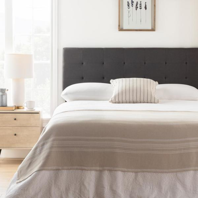 Upholstered Headboard Square-Tufted Adjustable Height Navy King/Cal King NEW
