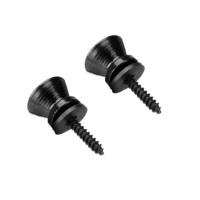 2 pcs Black Guitar Metal Strap Lock Button Pegs End Pins for Guitar Bass Ukulele