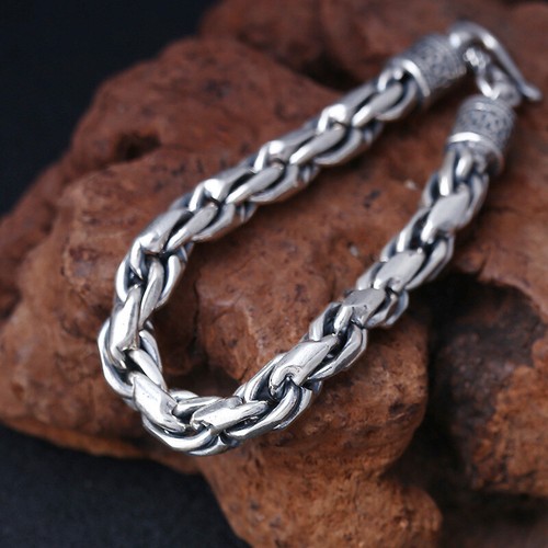 Real 925 Sterling Silver Men Women 9mm Wider Braid Rope Link