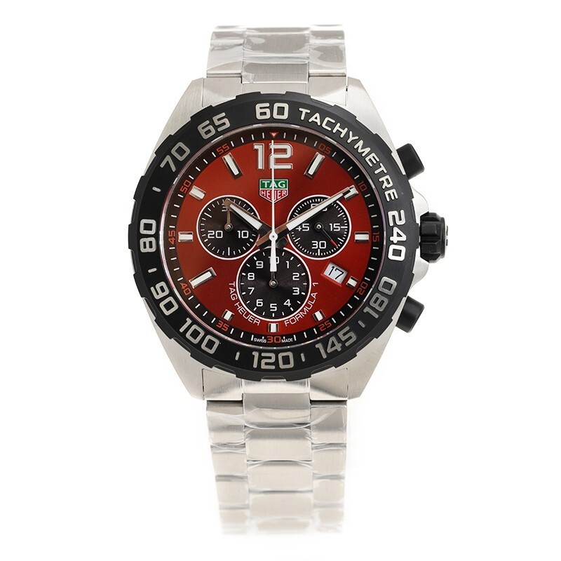 Pre-owned Tag Heuer Formula 1 Quartz Red Dial Steel 43 Mm Men's Watch Caz101an.ba0842