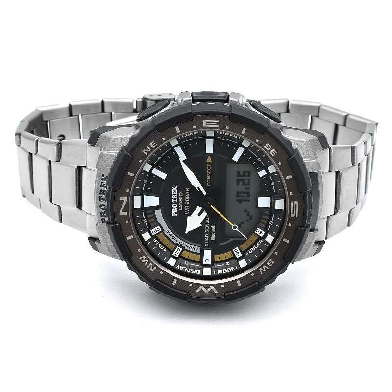 Pre-owned Casio Pro Trek Angler Line Smartphone Link Prt-b70t-7jf Men's Gray No Manual