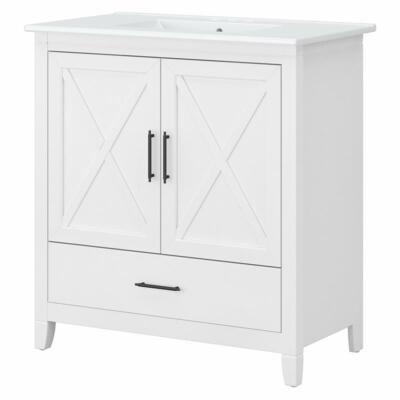 Bush Key West 32''W Engineered Wood Bathroom Vanity Cabinet in White Ash