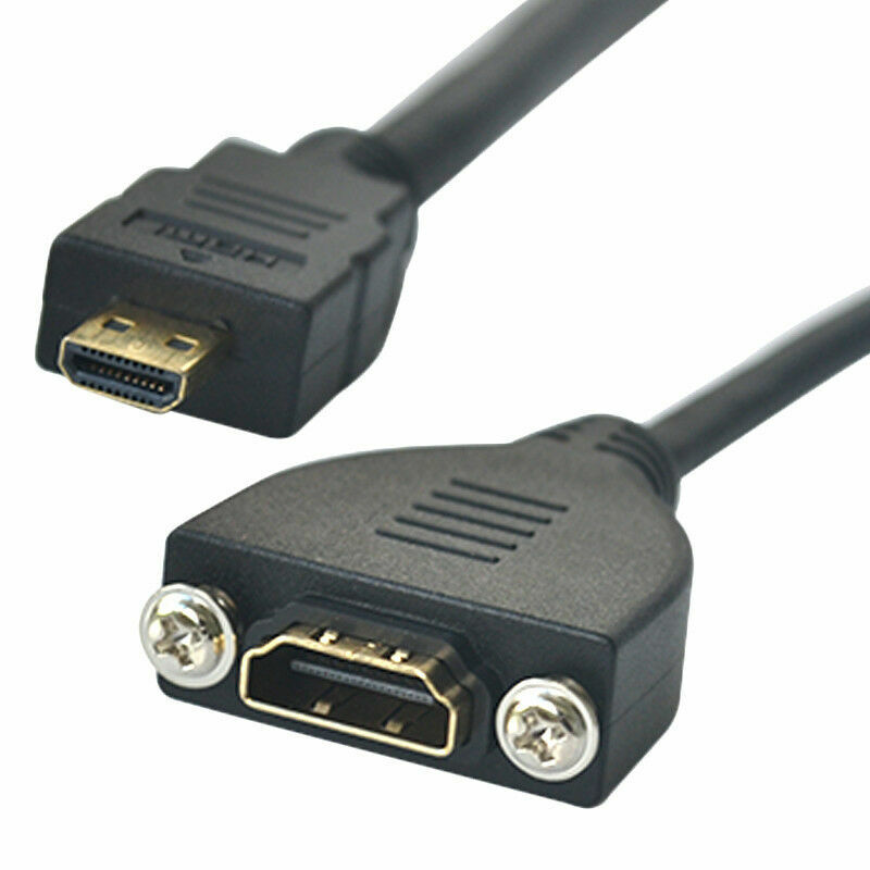 50cm Micro HDMI Male to HDMI Female Extension Cable With Screw Panel