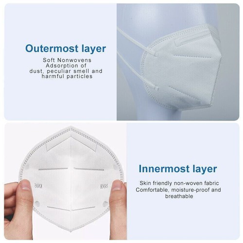 50 PCS KN95 Protective  5 Layers Face Mask Disposable Respirator BFE 95% PM2.5