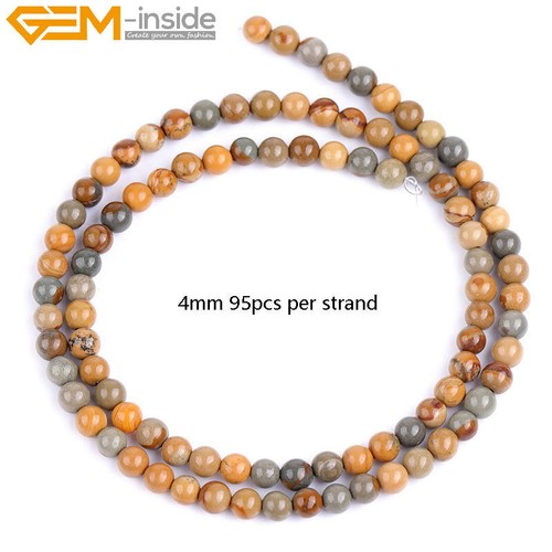Natural Round American Picture Jasper Gemstone Beads For Jewelry Making Smooth