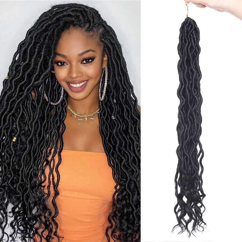  Natural Goddess Faux Locs Curly Ends Crochet Braid Hair Extension Real ...