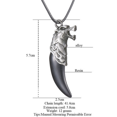 Tiger Bear Dragon Elephant Eagle Wolf Tooth Claw Pendant Necklace Chain USA Ship