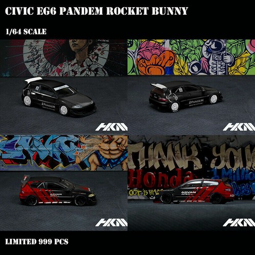 IN STOCK HKM 1:64 Scale Model Car Civic EG6 Pandem Rocket