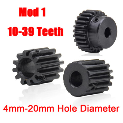 1 Mod Steel Pinion Gear Spur Gears 10-35 Teeth 4-25mm Bore With Screw Hardened