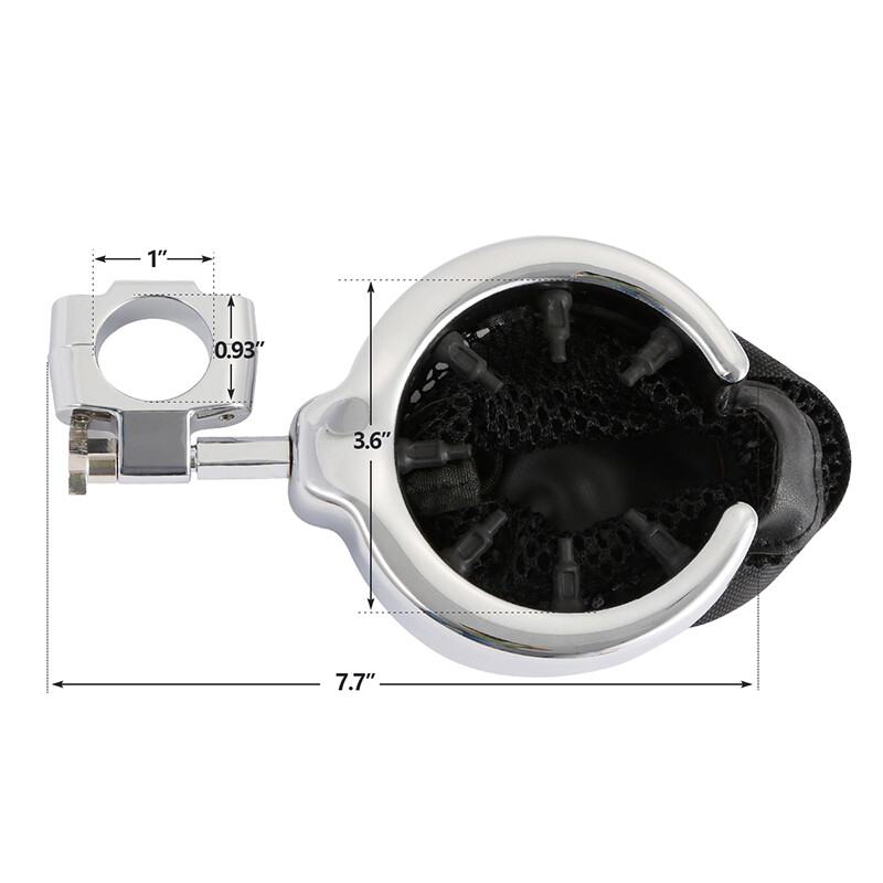 Universal Motorcycle Handlebar Cup Holder Metal Drink W/ Mesh Basket For Harley