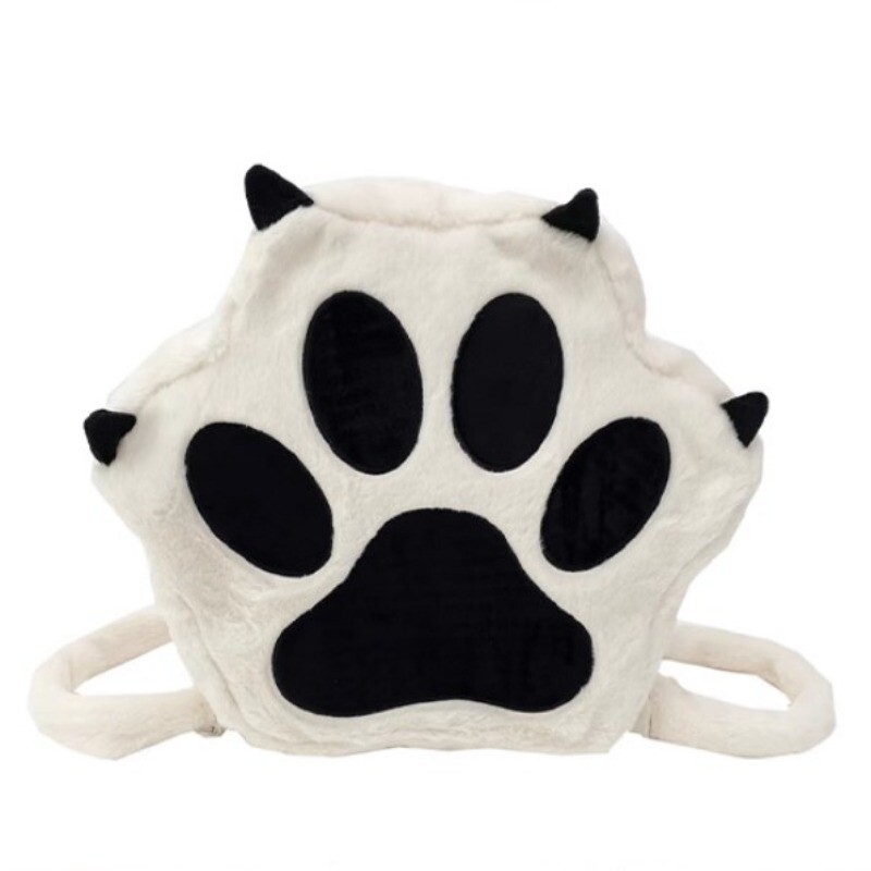 1X Girls Furry Lolita JK Cute Cat Bag Claw Student Backpack Plush Shoulder Bag
