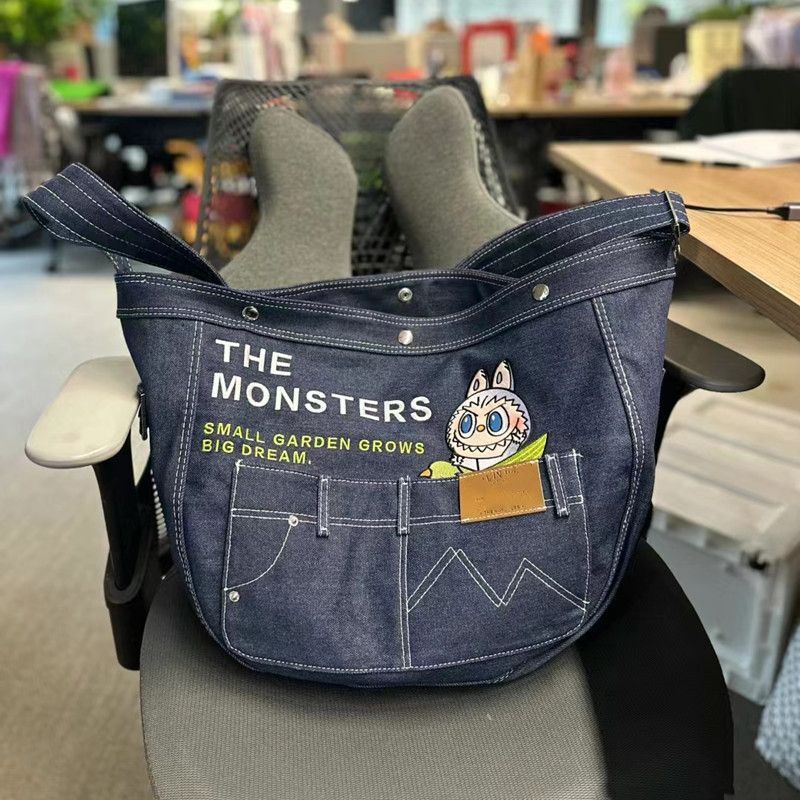 POP MART LABUBU The Monsters Denim Large Capacity Crossbody