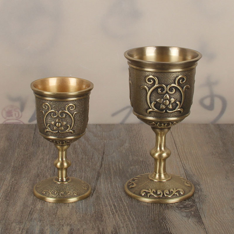 1 X Vintage Matal Chalice Goblet Wine Cups Retro Relief Floral Home Decor Gift