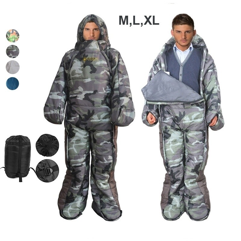 Adults Full Body Wearable Sleeping Bag Warm Free Walker Travel Camping