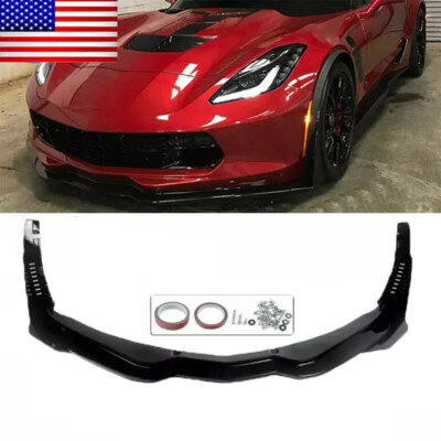 Gloss Black Fits 2014-2019 Corvette C7 Z06 Stage 3 Front Lip Splitter & Winglets