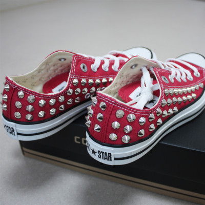 Pre-owned Converse Genuine  All-star Row-top With Studs Sneakers Sheos Red