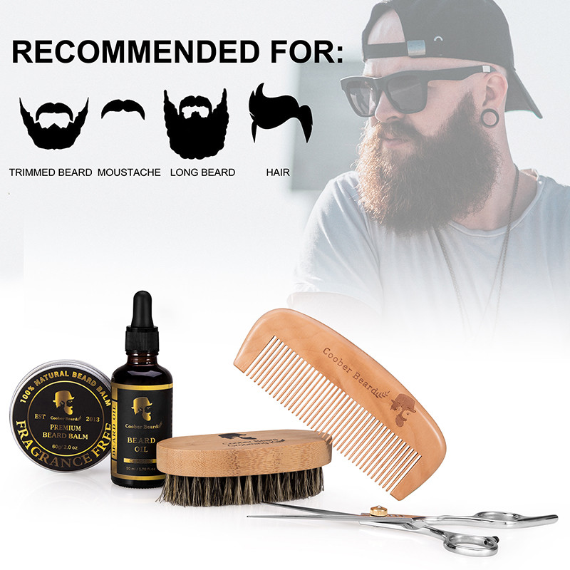 Mens Beard Grooming Kit Mustache Care Comb Barber Trimming